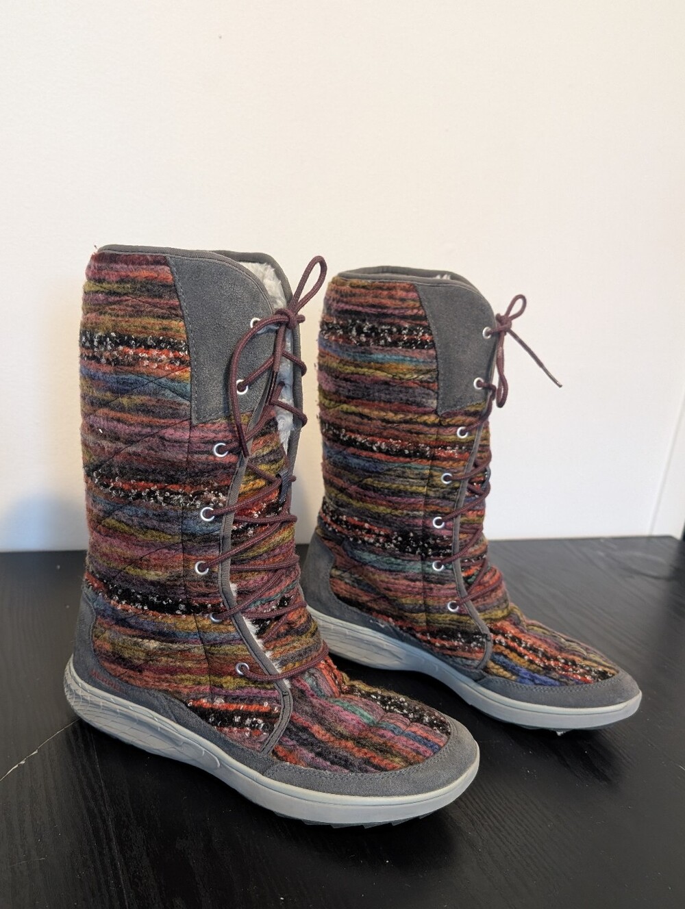 Merrell Decora Chant Waterproof Boho Winter Boots Faux Fur Knit Suede 10 US 41